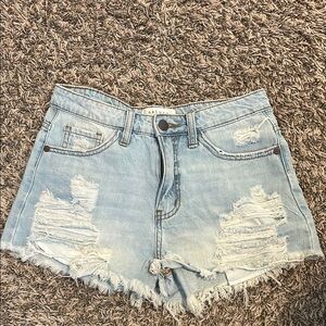Light Blue Distressed Denim Shorts
